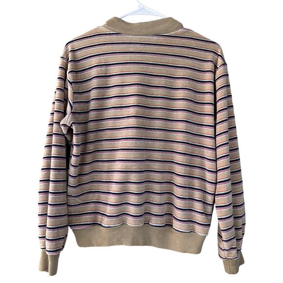 Vintage Levi’s Women's Sz: M Tan V-Neck Stripe Long Sleeve Pullover Sweater - Picture 6 of 12